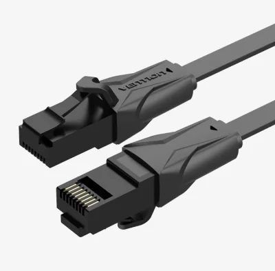Patch Cord UTP Vention, Cat. 6, 15m, flat cable, conductor cupru - aluminiu, viteza max transfer 1 Gbps, invelis PVC, negru, "IBABN" - 6922794722293