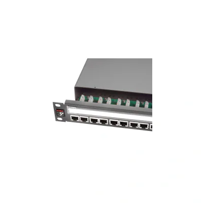 Patch panel 19", 1U, PowerCat 5e, 24xRJ45, ecranat, suport de cabluri integrat, Graphite - Molex "PID-00030"