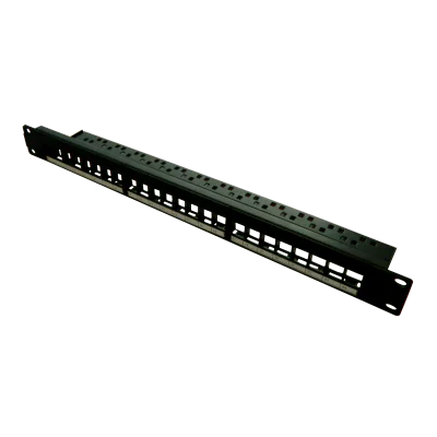 Patch panel 24 porturi, 1U, neechipat, suport de cabluri integrat, black - EMTEX, "EMT-PP24-BLANK"