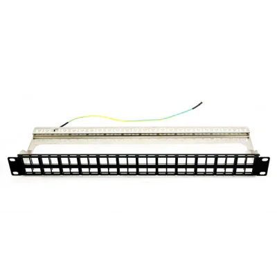 Patch panel 48 porturi, 1U, neechipat, ecranat, suport de cabluri integrat, black - EMTEX "EMT-PP48-BLANK"