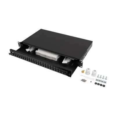Patch panel fibră optică Lanberg rackmount 19" 1U, 24x SC duplex / 24x LC quad, negru