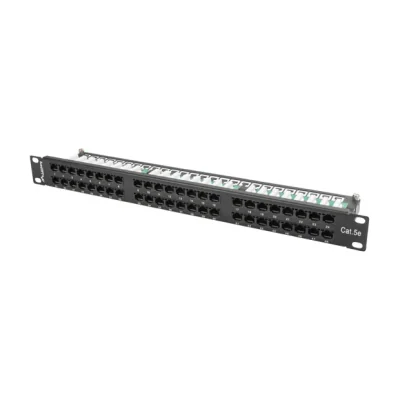 Patch Panel Lanberg 48 porturi, 1U, 19", Cat.5e UTP, negru