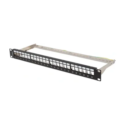 Patch Panel Lanberg Blank 24 Port 1U 19 inch FTP pentru module Keystone, ecranat, negru