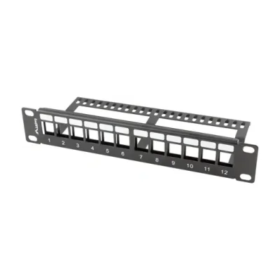 Patch Panel Lanberg gol 12 porturi 1U pentru module Keystone, cu organizator, negru