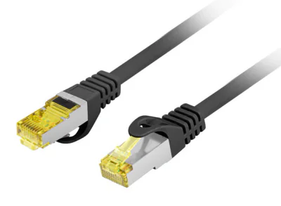 Patchcord Lanberg Cat.6A S/FTP, 1 metru, LSZH, negru, cupru, testat Fluke