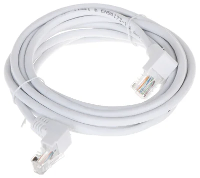 Patchcord UTP cat. 5e RJ45/3.0-KK/W, 3 m, alb, mufe unghiulare