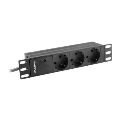 PDU Lanberg 10" 1U, 10A, 3 prize Schuko, conector C14, negru