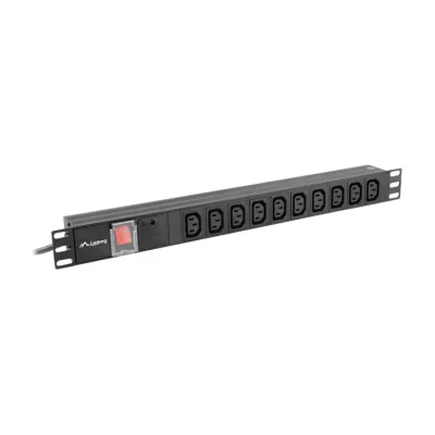 PDU Lanberg 19" 1U 10A 2 metri, 10 prize IEC C13, conector C14, negru