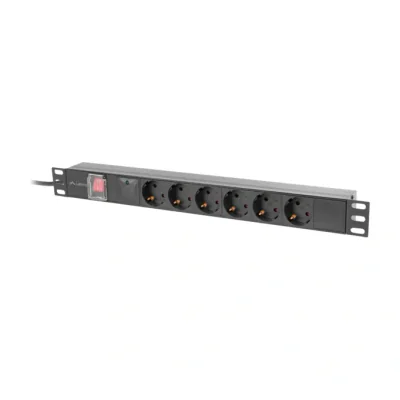 PDU Lanberg 19" 1U 10A, 6 prize Schuko, conector C14, negru