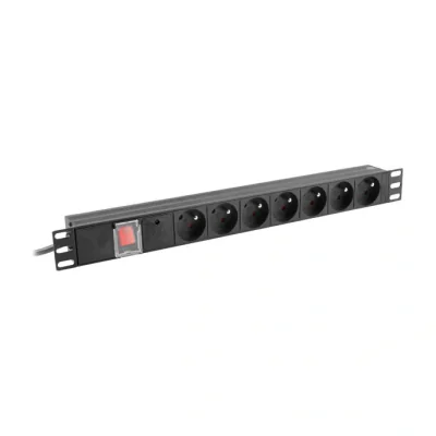 PDU Lanberg 19" 1U 10A, 7 prize Schuko, conector C14, negru