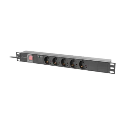 PDU Lanberg 19" 1U 16A, 5 prize, negru