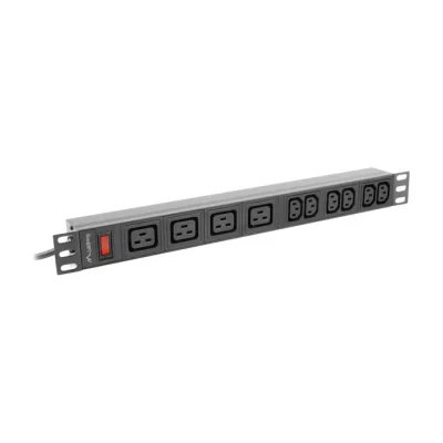 PDU Lanberg PDU-04I1906I-0200-C20-BK 19 inch 1U, 4x C19, 6x IEC C13, 16A, cablu 2 metri, negru