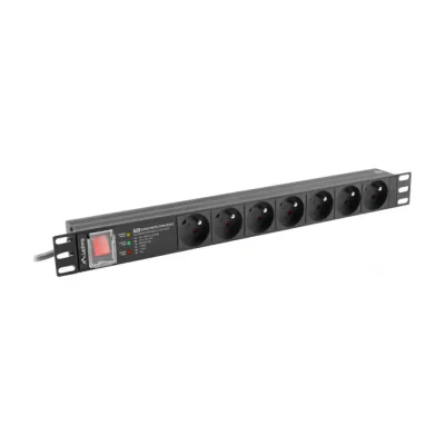 PDU Lanberg Pro 19", 1U, 16A, 7 prize franceze cu protecție la supratensiune, cablu 2 metri