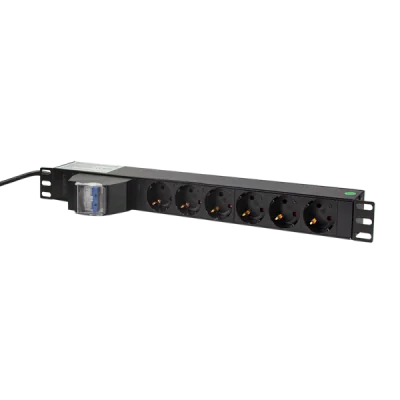PDU LOGILINK 1U pt. rack 19 inch, 6 prize Schuko, intrare Schuko, max 16 A, circuit intrerupere 2 poli, 2 m, "PDU6C02"