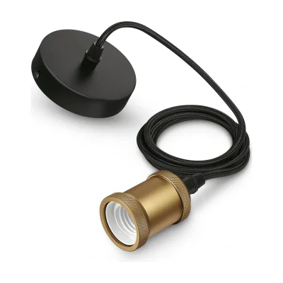 Pendul Philips Classic Gold, E27, max. 40W, textil/Metal, IP20, Ø169mm ,cablu 2m