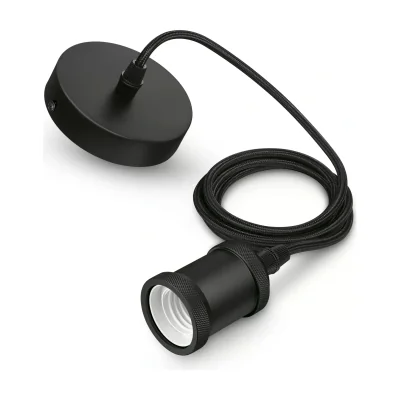 Pendul Philips Modern Black, E27, max. 40W, textil/Metal, IP20, Ø169mm ,cablu 2m