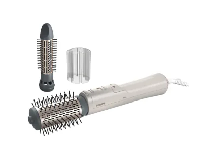 Perie rotativa cu aer cald PHILIPS Seria 7000 BHA710/00, 1000W, Ingrijire cu ioni, 2 accesorii, Setare temperatura de ingrijire, Peri naturali, Invelis ceramic din turmalina,  Alb/Crem, L x A x I (mm) 345x150x95