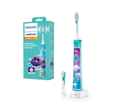 Periuta de dinti electrica pentru copii PHILIPS Sonicare For Kids HX6322/04, 62000 miscari/min, 2 programe, 2 capete, Albastru, L x A x I (mm) 110x64x220