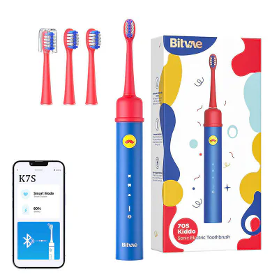 Periuță de dinți sonică cu aplicație pentru copii, set de vârfuri Bitvae BVK7S (albastru)