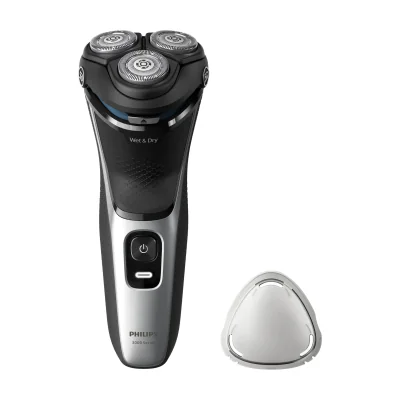 Philips 3000 series Shaver S3143/00 Wet & Dry Electric Shaver, Rotation shaver, Black, Silver, PowerCut blade system, Replace every 2 yrs with SH30, 2 year(s), Battery