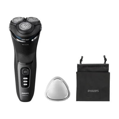 Philips 3000 series Shaver S3244/12 Wet & Dry Electric Shaver, Rotation shaver, Black, PowerCut blade system, Replace every 2 yrs with SH30, 2 year(s), Battery