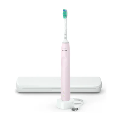 Philips 3100 series HX3673/11 Sonic electric toothbrush with case - pink, Adult, Sonic toothbrush, Daily care, Pink, Battery, Built-in battery
