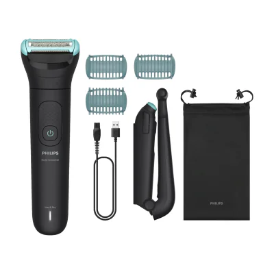 Philips 5000 series Body Groomer BG5480/15 With Triple Protect shaving system, Wet & Dry, Oil-free maintenance, Battery, Black