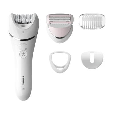 Philips 8000 series For legs and body Wet and Dry epilator, White, 70400 RPM, 32 discs, Battery, 15 V, Built-in battery