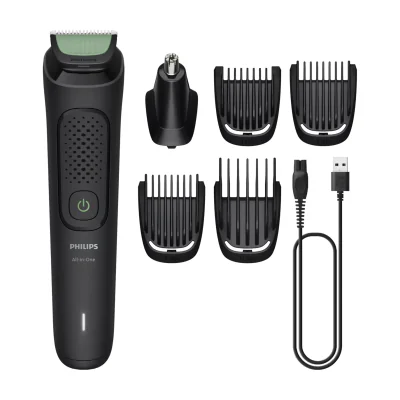 Philips All-in-One Trimmer 3000 Series MG3915/15 6-in-1 trimmer, Black, 0.5 mm, 1.2 cm, 1 mm, Universal, Face, Head, Nose, Ear