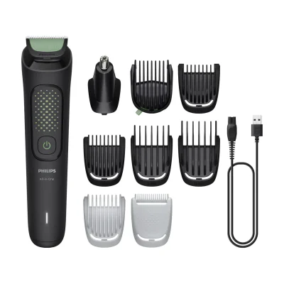 Philips All-in-One Trimmer 3000 Series MG3945/15 9-in-1 trimmer, Black, 0.5 mm, 1.2 cm, 1 mm, Universal, Face, Head, Nose, Ear