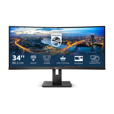Philips B Line 346B1C/00, 86.4 cm (34"), 3440 x 1440 pixels, Quad HD, LCD, 4 ms, Black