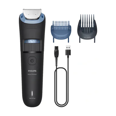 Philips Beard Trimmer 3000 Series BT3660/15 Beard grooming with full metal blades, Washable, Oil-free maintenance, Battery, Self-sharpening blade, Black