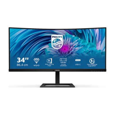 Philips E Line 346E2CUAE/00, 86.4 cm (34"), 3440 x 1440 pixels, Wide Quad HD+, LCD, 4 ms, Black