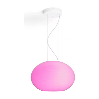 Philips Hue White and colour ambience Flourish pendant light, Smart suspension light, Bluetooth/Zigbee, White, LED, Glass, Non-changeable bulb(s)