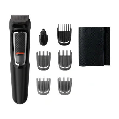 Philips MULTIGROOM Series 3000 7-in-1, Face and Hair MG3720/15, Black, Rectangle, Beard, Ear, Eyebrow, Moustache, Nose, Stainless steel, Battery, 60 min