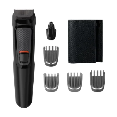Philips MULTIGROOM Series 3000 MG3710/15 6-in-1, Face, Black, Rectangle, Beard, Ear, Eyebrow, Nose, Stainless steel, Battery, 60 min