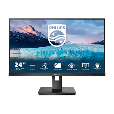 Philips S Line 243S1/00, 60.5 cm (23.8"), 1920 x 1080 pixels, Full HD, LCD, 4 ms, Black