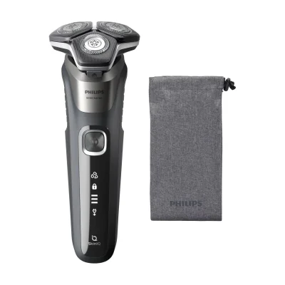 Philips SHAVER Series 5000 S5887/10 Wet and dry electric shaver and soft pouch, Rotation shaver, Grey, SteelPrecision blades, LED, Charging, Power, SH71