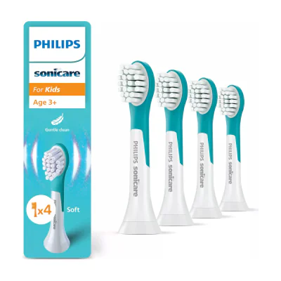 Philips Sonicare For Kids For Kids HX6034/90 4 pack brush heads, 4 pc(s), Blue, White, 3 month(s), Soft, 62000 movements per minute, 3 yr(s)