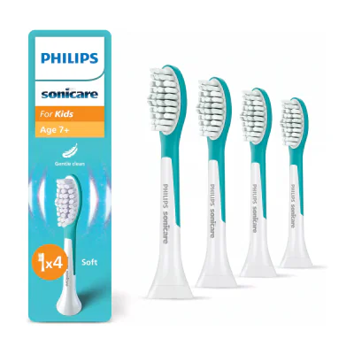 Philips Sonicare For Kids For Kids HX6044/90 4 pack brush heads, 4 pc(s), Blue, White, 3 month(s), Soft, 62000 movements per minute, 7 yr(s)