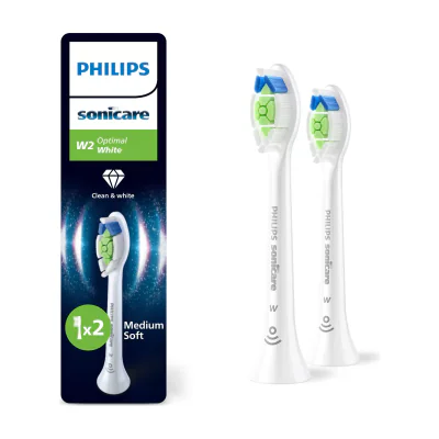 Philips Sonicare Optimal White HX6062/87 2-pack brush heads, 2 pc(s), White, 3 month(s), Medium, Philips, Medium soft