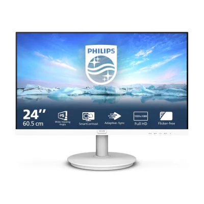 Philips V Line 241V8AW/00, 60.5 cm (23.8"), 1920 x 1080 pixels, Full HD, LCD, 4 ms, White
