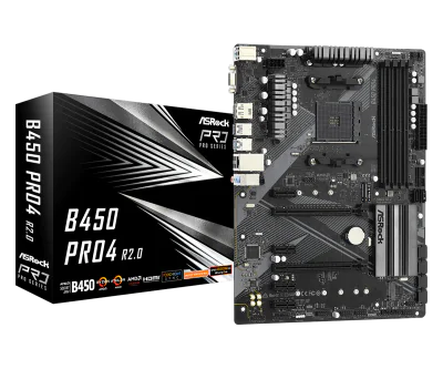 Placa de baza ASRock B450 Pro4 R2.0, Socket AM4, DDR4, ATX