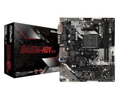Placa de baza ASRock B450M-HDV R4.0, Socket AM4, DDR4, Micro-ATX