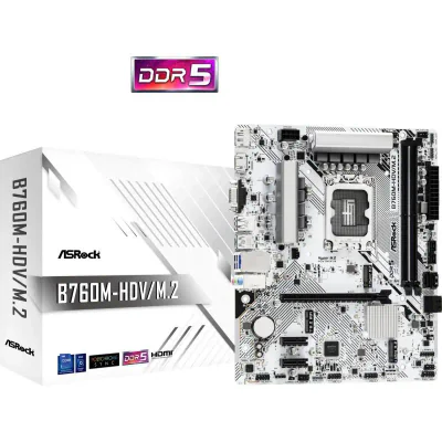 Placa de baza ASRock B760M-HDV/M.2, LGA 1700, DDR5, Micro-ATX