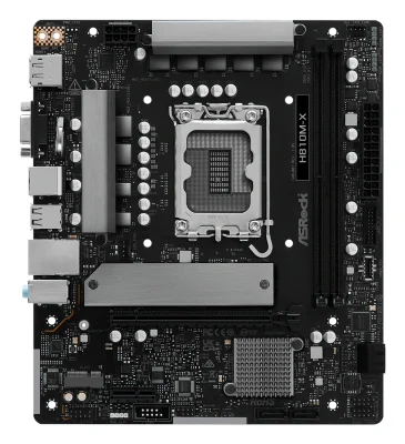 Placa de baza AsRock "H810M-X ", skt. LGA 1851, chipset Intel H810, mATX, 2 x DDR5 max. 128 GB, USB 3.2 gen1 A, Type-C, USB 2.0, 2.5 GHz Lan, 4 x SATA, 2 x M.2, PCIe 4.0, HDMI, VGA, DisplayPort, "H810M-X "