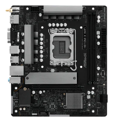 Placa de baza AsRock "H810M-X WIFI", skt. LGA 1851, chipset Intel H810, mATX, 2 x DDR5 max. 128 GB, USB 3.2 gen1 A, Type-C, 2.5 GHz Lan, 4 x SATA, 2 x M.2, PCIe 4.0, HDMI, VGA, DisplayPort, "H810M-X WIFI"