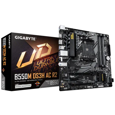 Placa de baza Gigabyte B550M DS3H AC R2, Socket AM4, DDR4, Micro-ATX