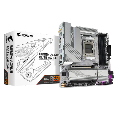 Placa de baza Gigabyte B650M AORUS ELITE AX ICE, Socket AM5, DDR5, Micro-ATX
