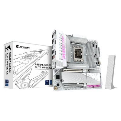 Placa de baza Gigabyte B860M AORUS ELITE WIFI6E ICE, Socket 1851, DDR5, Micro-ATX